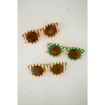 Three pairs of striped baby sunnies in orange and green, perfect for kids to rock one’s style