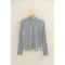 Striped turtleneck fitted top with navy stripes on white