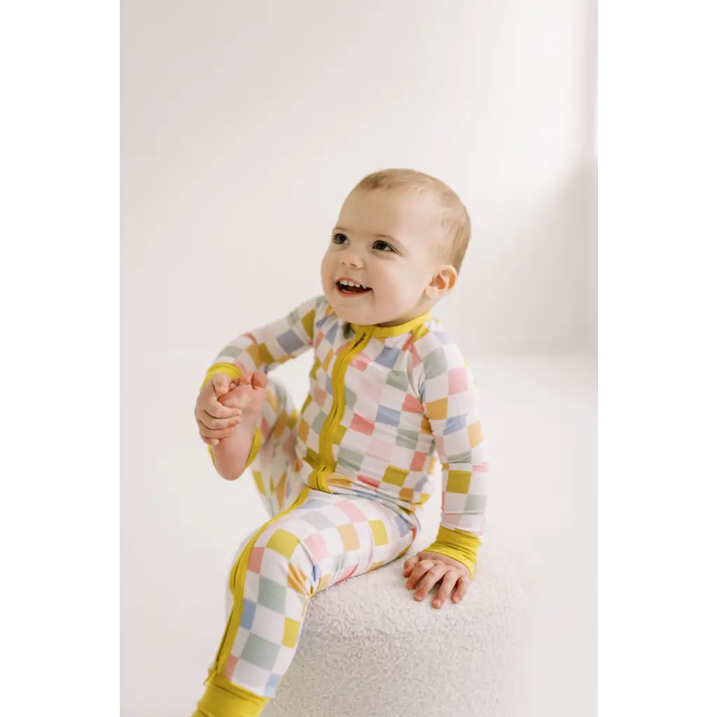 Sunset Checkerboard Bamboo Baby Sleeper - 370 Kids Sleepwear