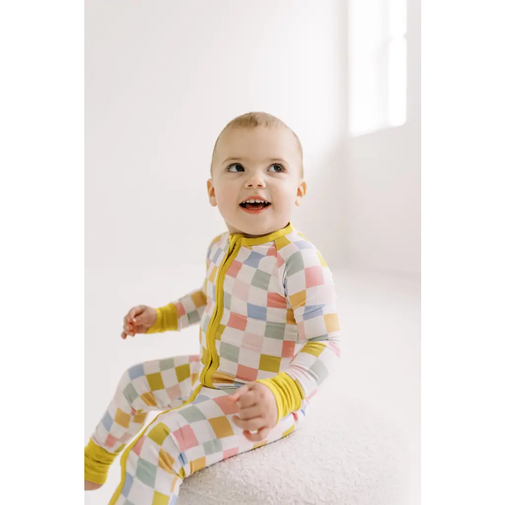 Sunset Checkerboard Bamboo Baby Sleeper - 370 Kids Sleepwear