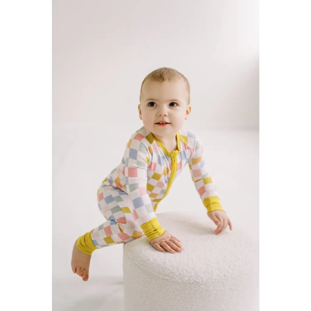 Sunset Checkerboard Bamboo Baby Sleeper - 370 Kids Sleepwear