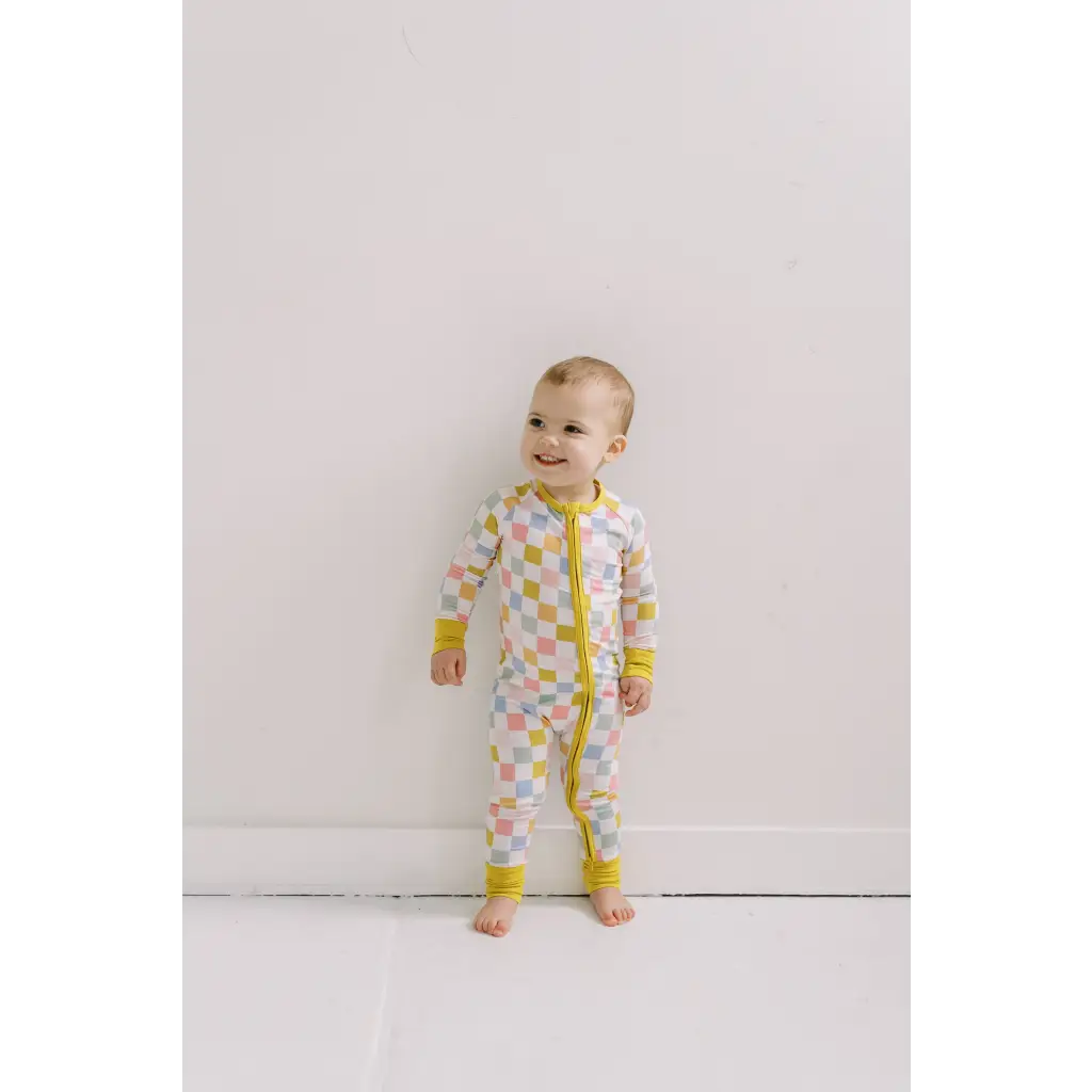 Sunset Checkerboard Bamboo Baby Sleeper - 370 Kids Sleepwear