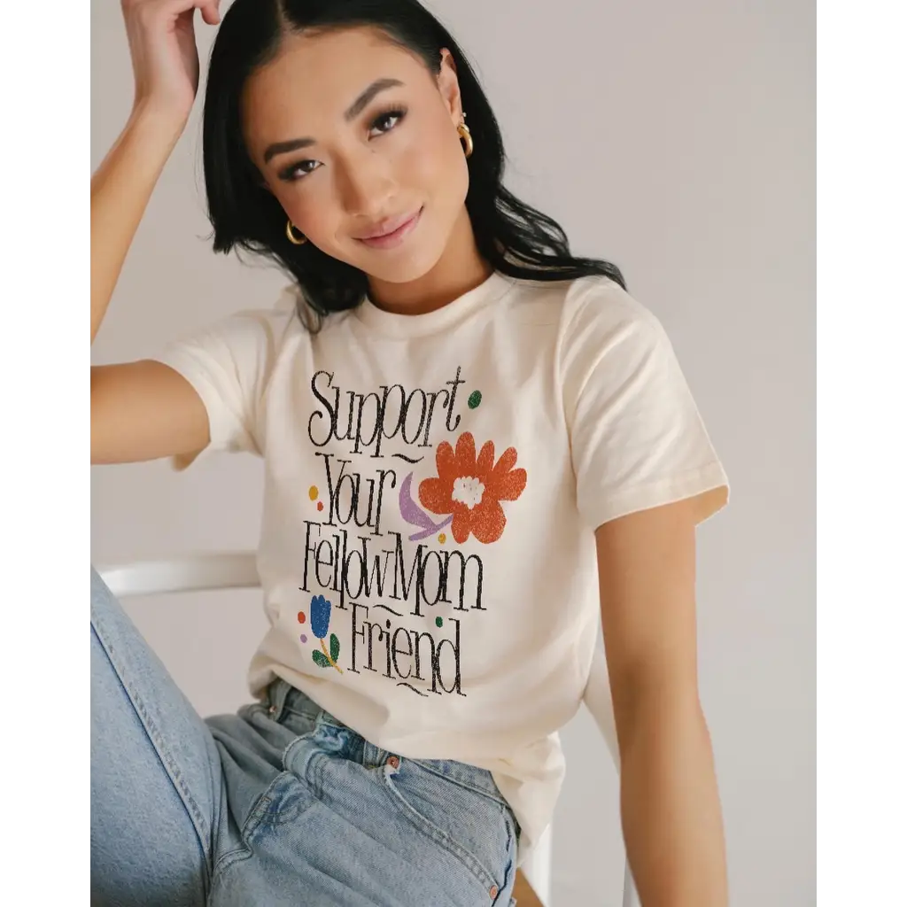 Support Your Fellow Mom Friends Retro T-Shirt - Polished Prints