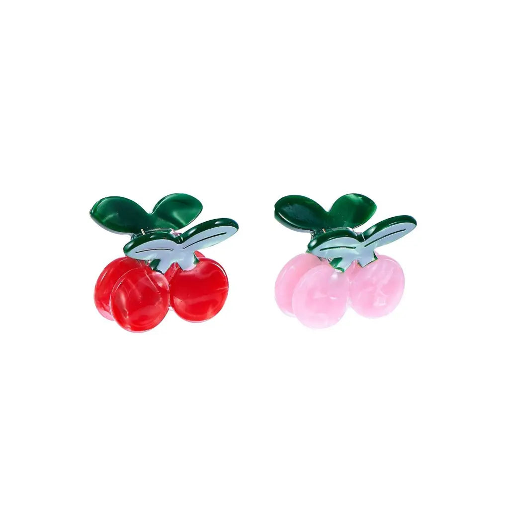 Cute cherries claw clips set with red and pink cherry-shaped hair clips for fun style