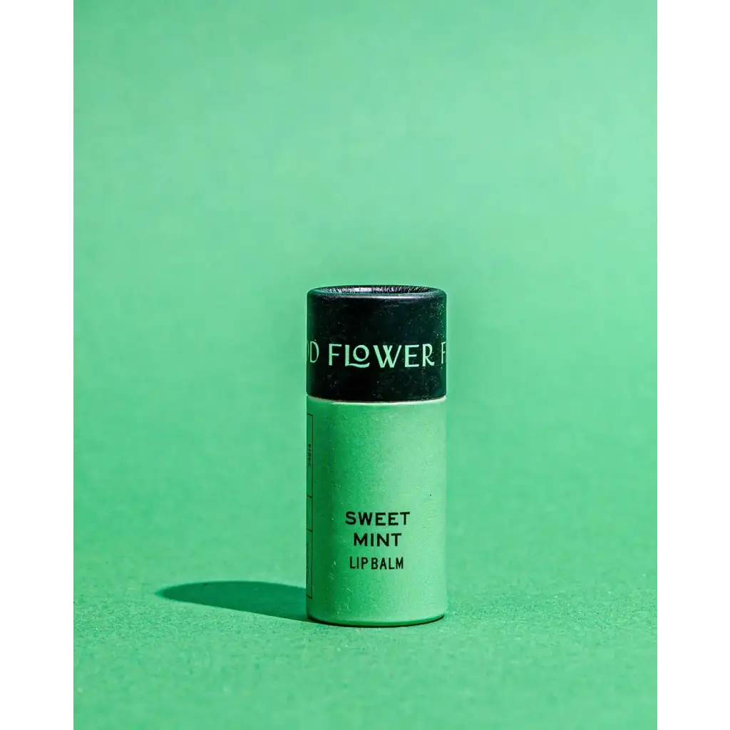 Sweet mint organic lip balm tube, 0.3 oz, mint green with polished prints