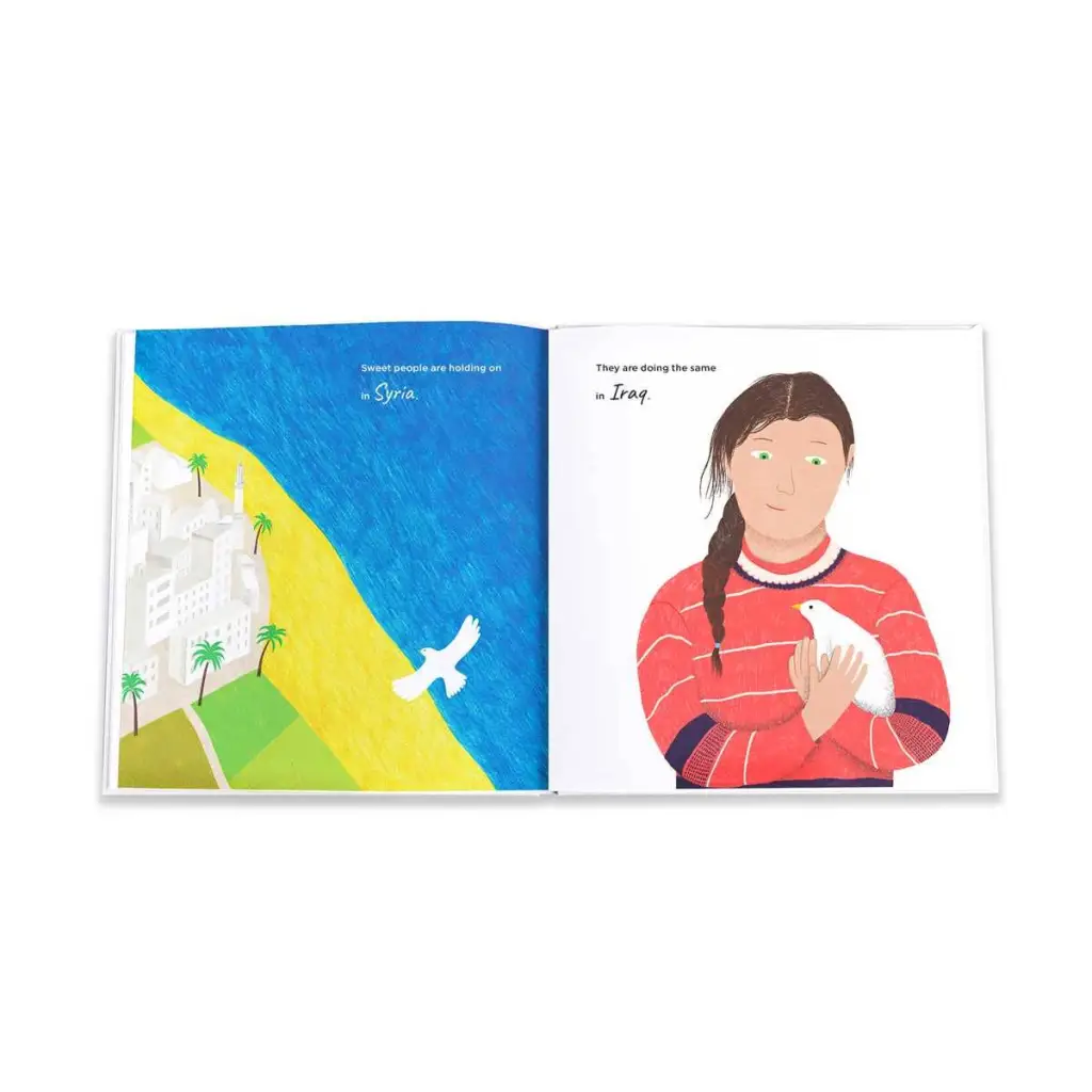 Red and white striped Sweet People Are Everywhere sweater by Alice Walker with dove and polished prints