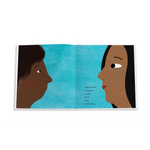 Blue watercolor book cover with two faces for Sweet People by Alice Walker polished print