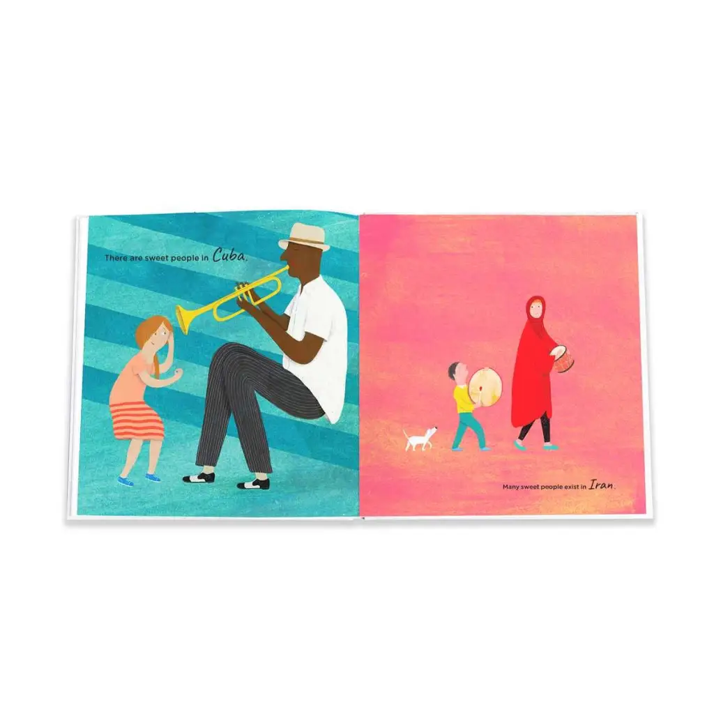 Trumpet player in blue pants and white shirt playing yellow trumpet, Sweet People by Alice Walker polished print