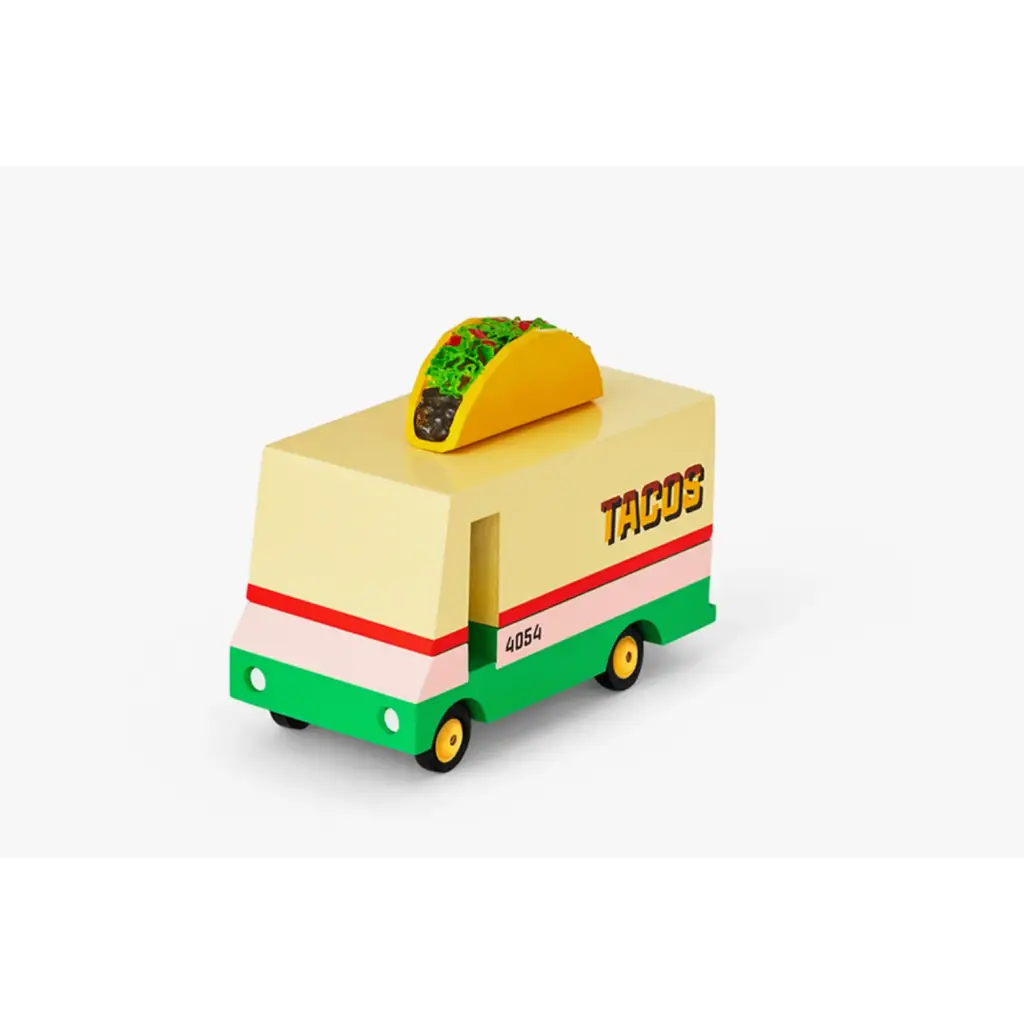 Toy Taco Truck with a fun taco on top, capturing the food trucks vibe perfectly