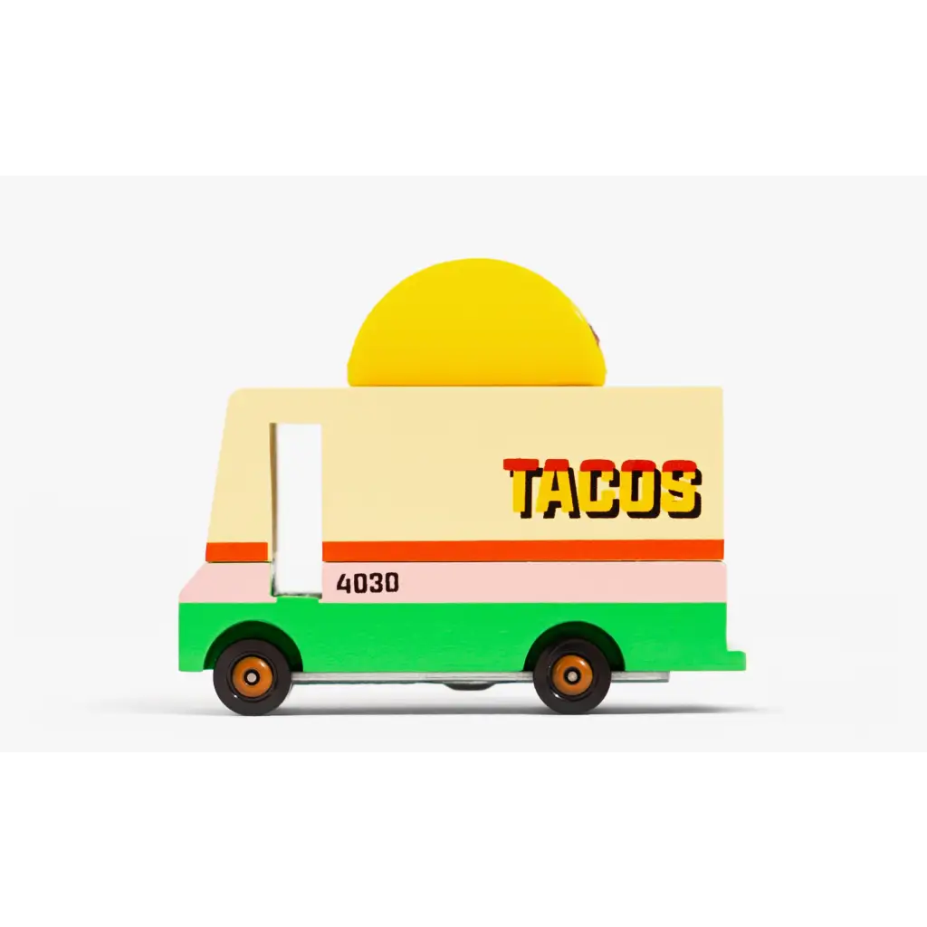 Colorful Taco Truck Toy with a yellow top captures the fun food truck vibe