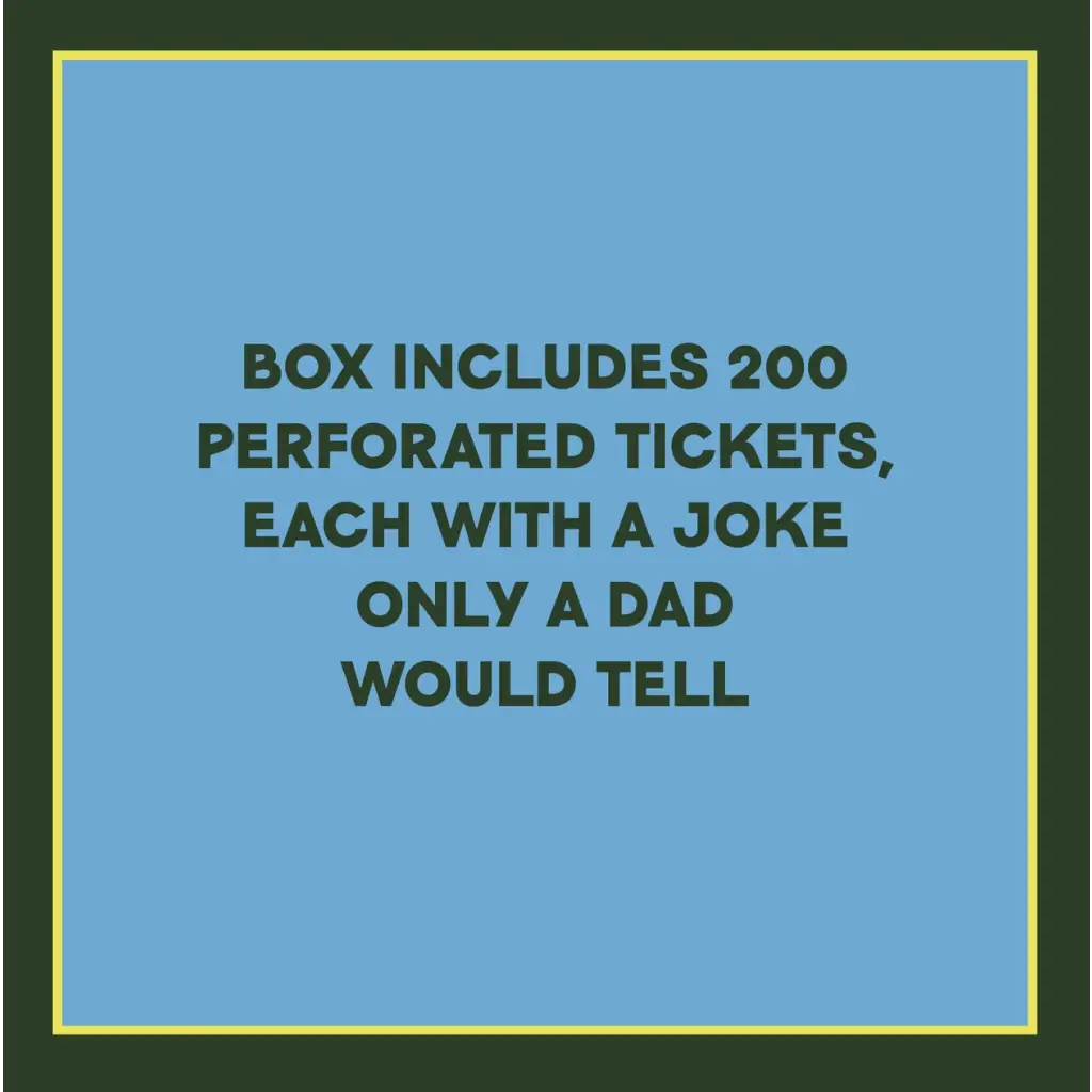 Box of dad joke tickets from Take-A-Ticket with stylish prints for Father’s Day gift