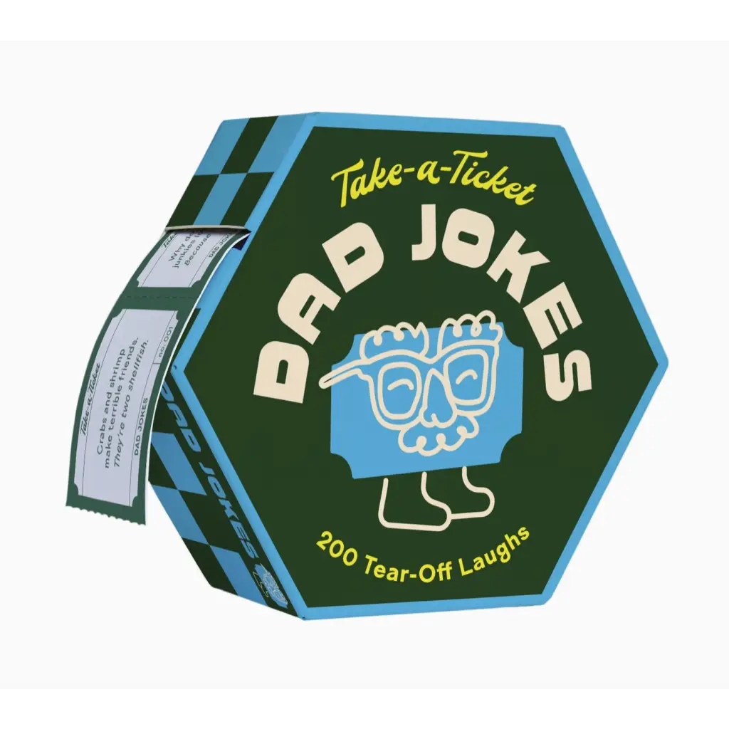 Hexagonal box of dad jokes from Take-A-Ticket, perfect for Father’s Day gift