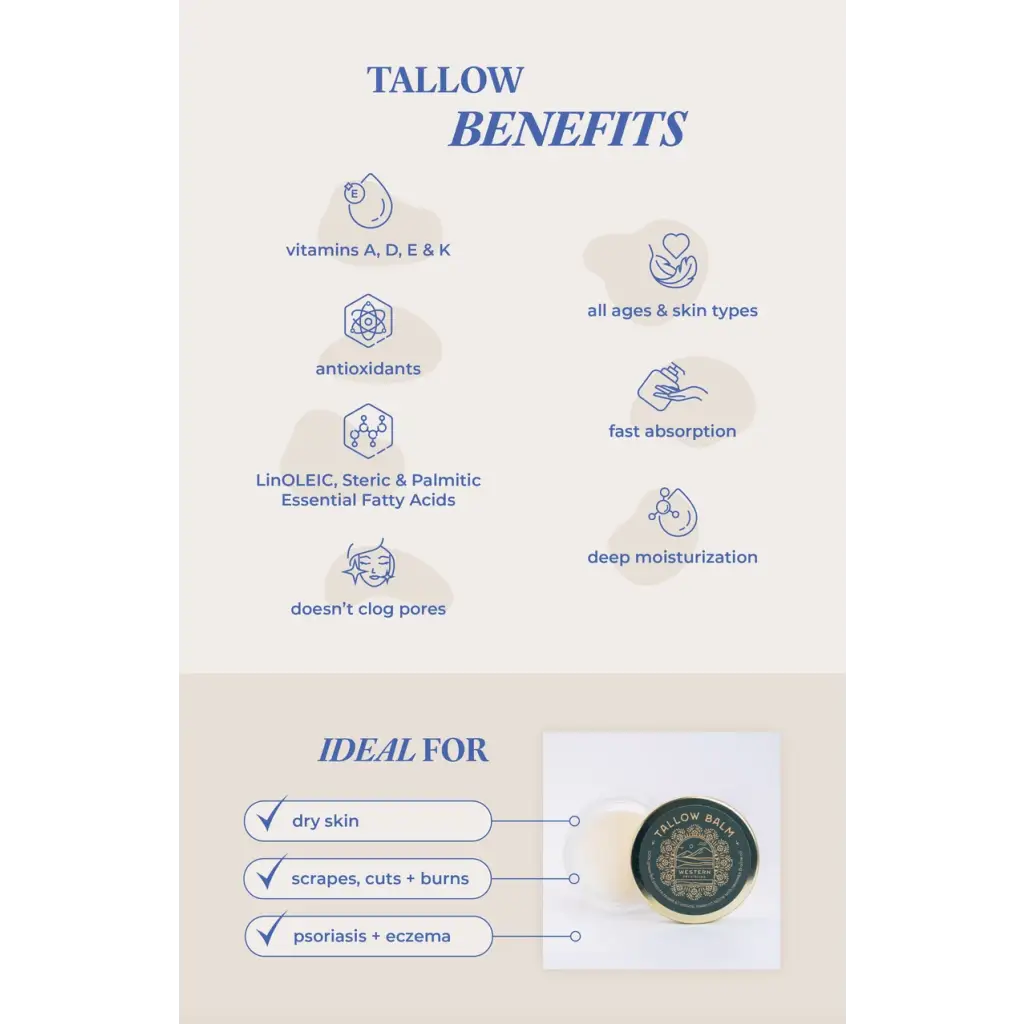 Tallow Face Cream by Western Provisions with pasture raised tallow and frankincense oil