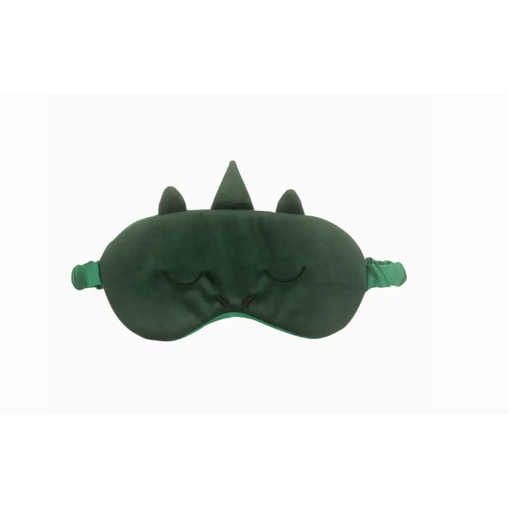 Dark green dinosaur sleep mask with spikes for perfectly shaped cozy naps