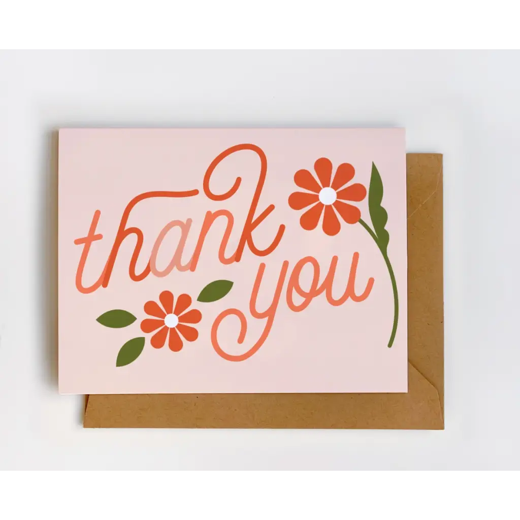 Thank You Pink Flower Greeting Card - 745 Card Wall