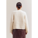 Cream textured Betsy Crew Knit sweater with ribbed neckline