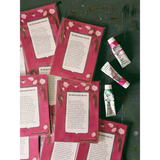 Pink cherry blossom greeting card set with white text and Kate Baer’s wall art prints, free shipping