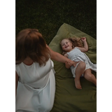 Parent and child enjoying a joyful moment on a Cozy Premium Organic Cotton Blanket