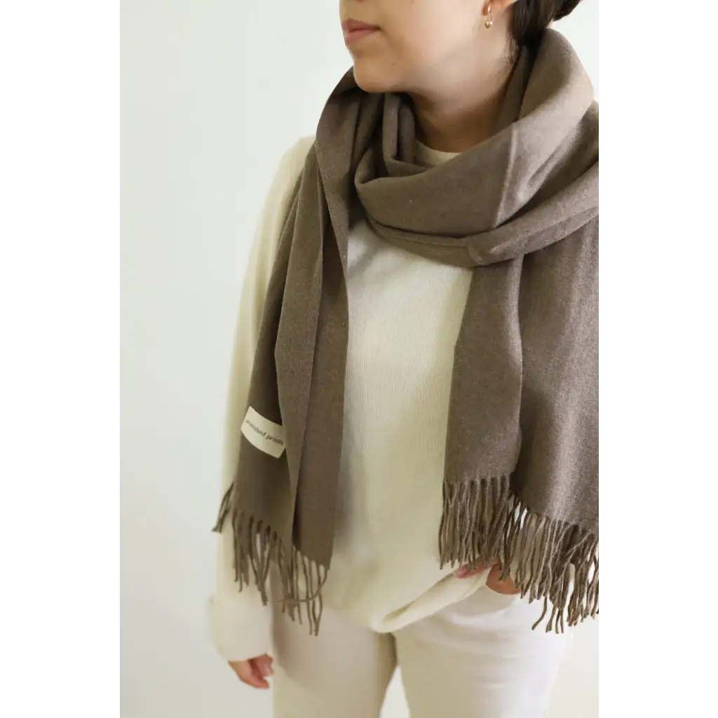 The Essential Wool Blend Scarf in Gray Brown - Grey Brown