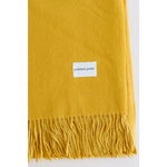 Mustard Yellow Essential Wool Blend Scarf with fringe and a stylish white label