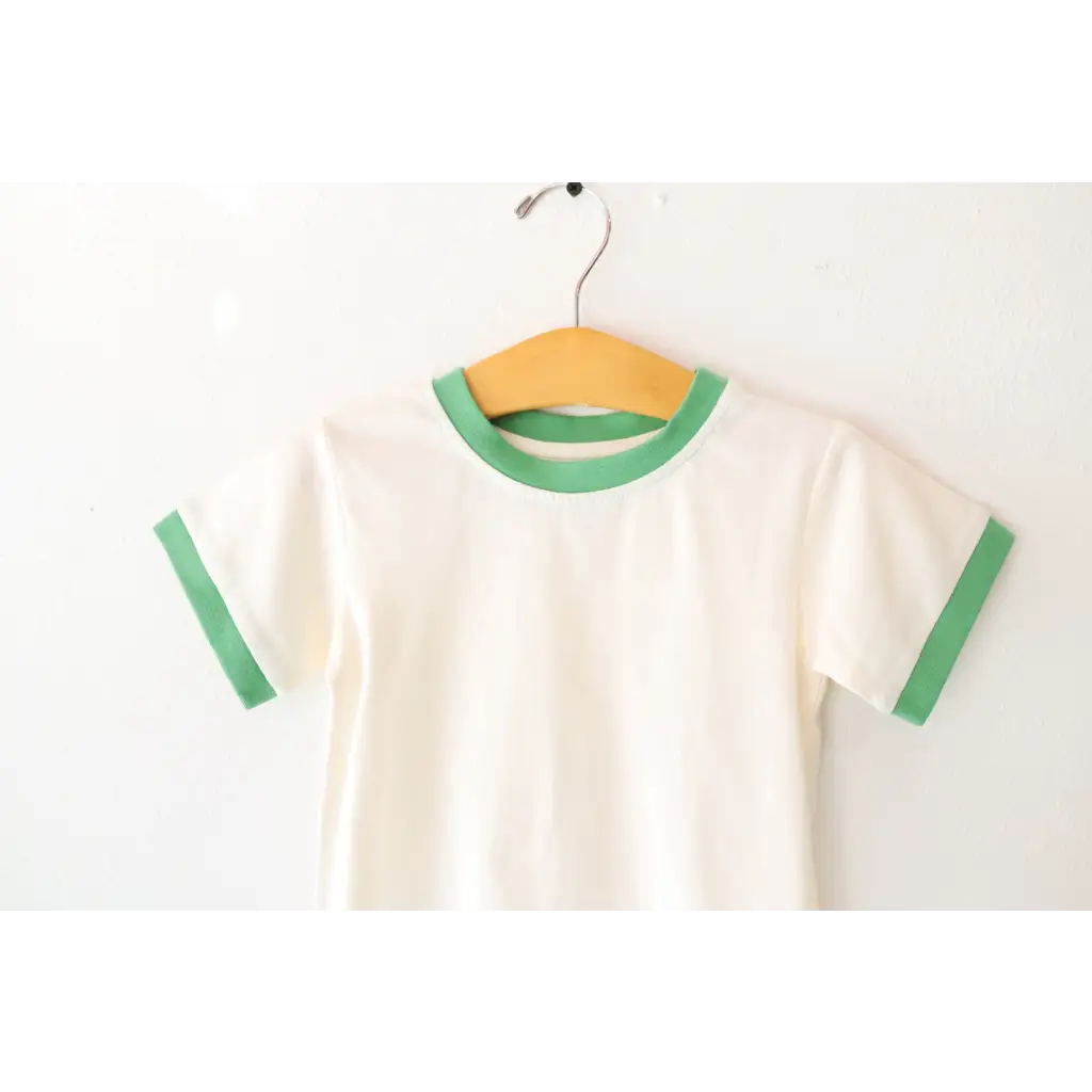 White ringer tee with green trim from The Everyday Ringer Tee in Green product