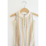 Sleeveless striped dress with button details, perfect for the Adorable Super Soft Organic Cotton Henley Romper