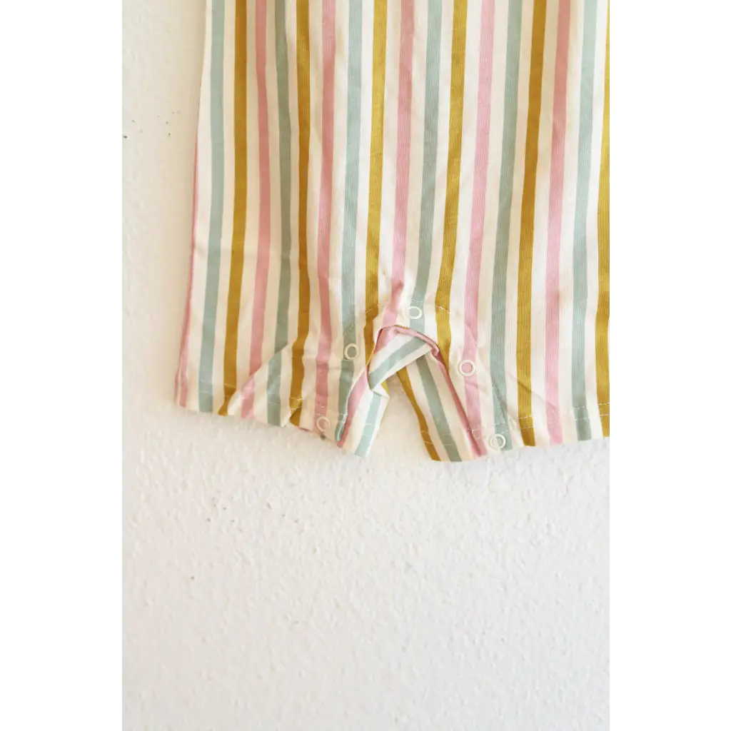 Pastel striped fabric for Adorable Super Soft Organic Cotton Henley Romper for Babies