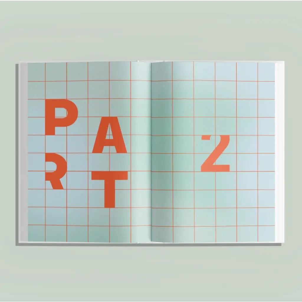 Open book with grid and letters in The Hustle Cure for a personalized routine aligned