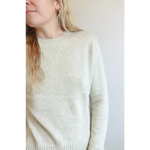 Cream-colored Margo Crew Neck Sweater with ribbed details in light beige