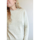 Cream-colored Margo Crew Neck Sweater with ribbed details in light beige