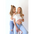 Two women wearing The Mom Crop boxy tee in antique white for a stylish mom crop look
