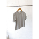 Gray mom crop t-shirt on hanger featuring polished prints, stylish womens clothes