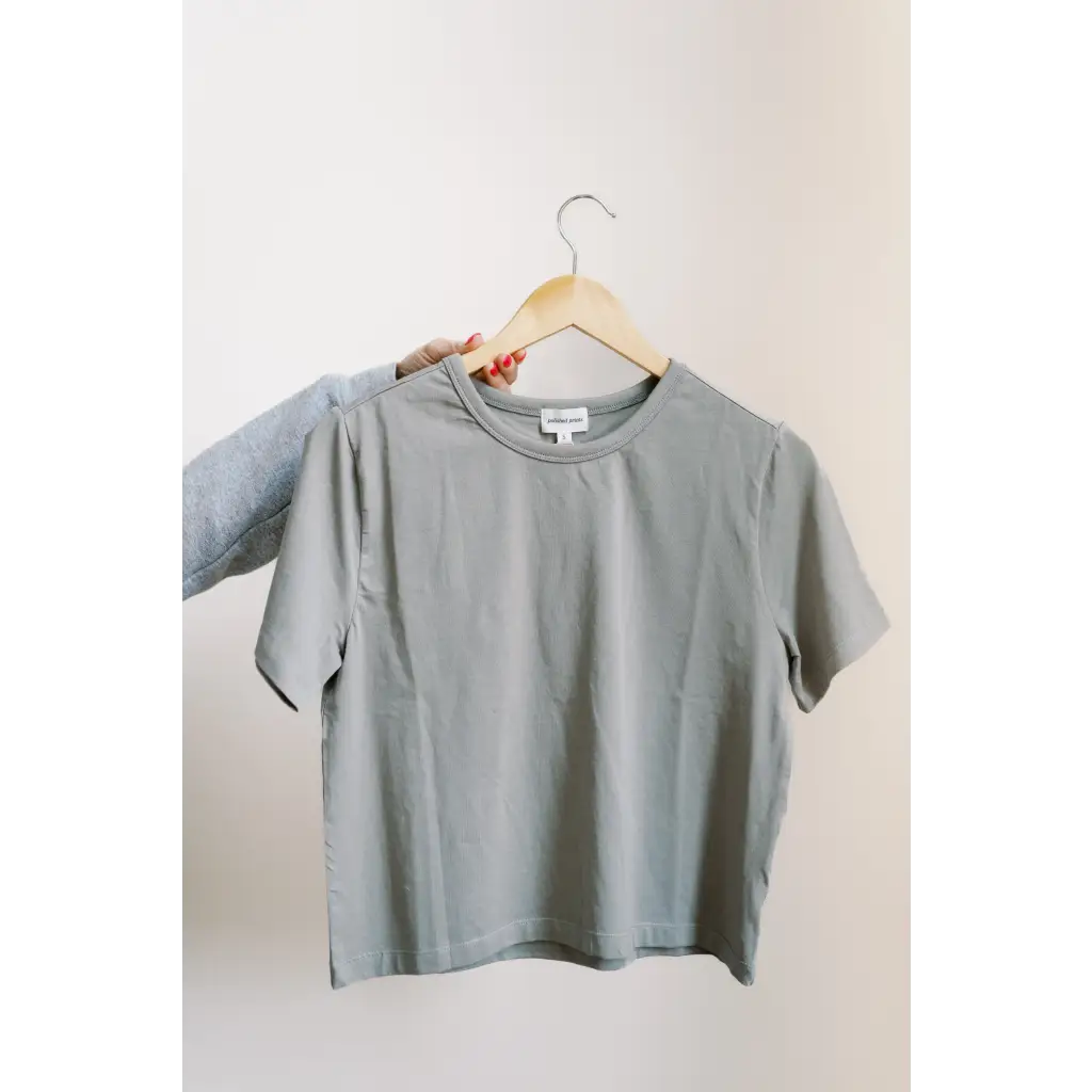 The Mom Crop in Moon Mist - 130 Mom Tee Crop