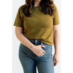 The Mom Crop in Olive - 130 Mom Tee Crop