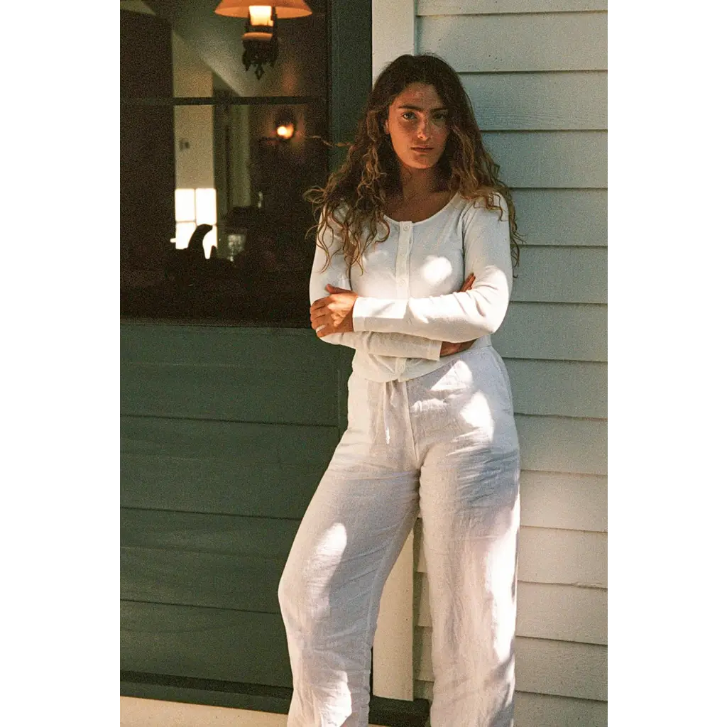 Organic cotton baby rib cardigan: relaxed white long-sleeve button-up top