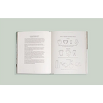 Open book with text and line drawings, perfect for expecting parents organizing their home