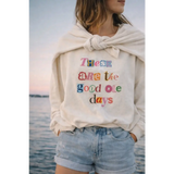 Cream-colored oversized hoodie with good ole days embroidery