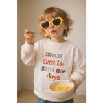 White kids sweatshirt with good ole days graphic print