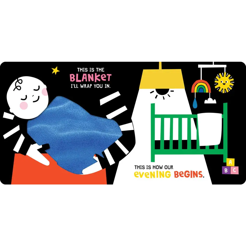 Cozy blue blanket with stars, stripes, polished prints for moms bedtime