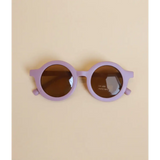 Cute round retro sunglasses with lavender frame for toddlers and babies in sky blue