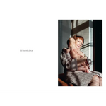 Woman with short red hair in stylish womens clothes holding infant, Traces Of Motherhood polished prints