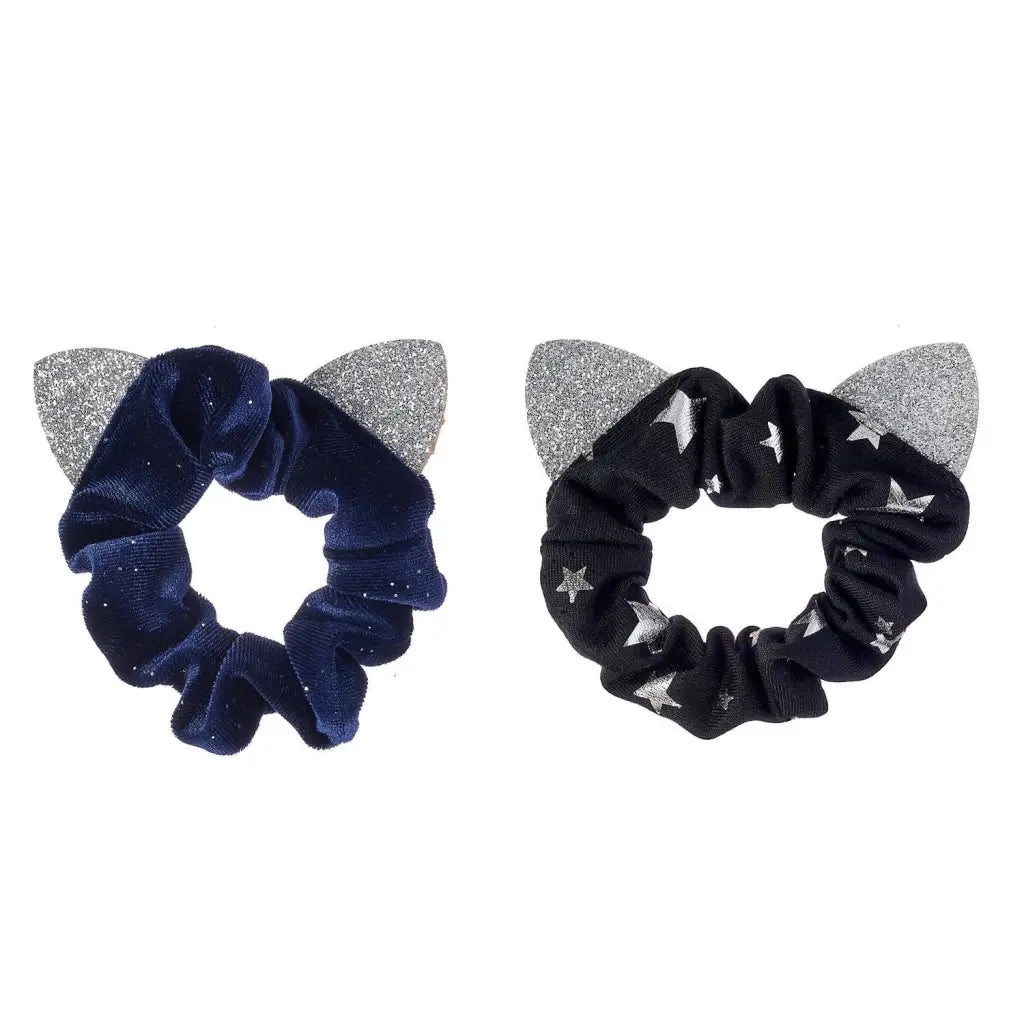 Twilight Cat Ear Scrunchies with glitter and stars, perfect for stylish womens clothes