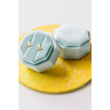 Hexagonal mint velvet ring boxes with gold stars for Unicorn Stud Earrings for Active Girls