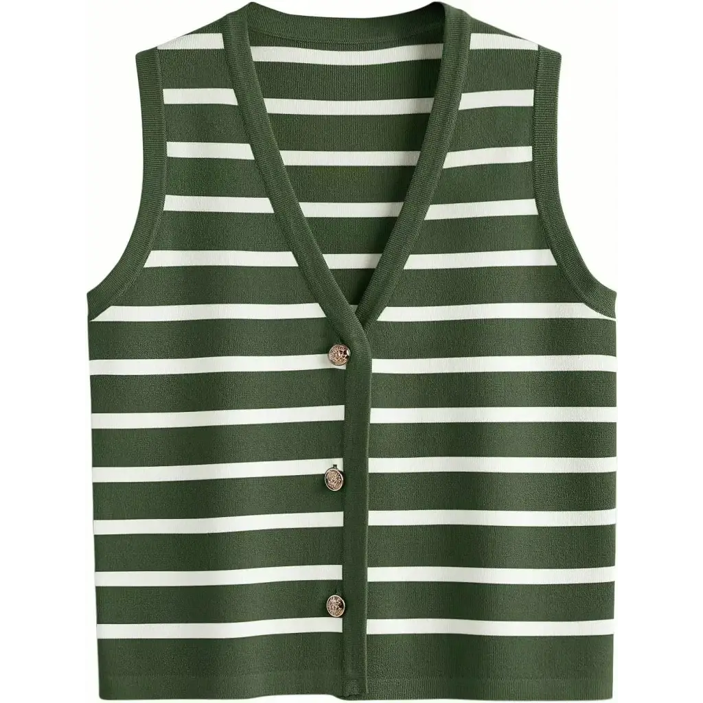 Vanessa Striped Sweater Vest - Small / Green - 170 Adult