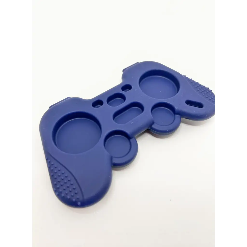 Blue silicone video game controller mold for baby gamers and their teething needs