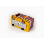 Yellow and burgundy pencil sharpener with metal blade for the Waffle Van Toy Truck