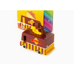 Chocolate-colored Waffle Van Toy Truck with striped accents made of solid beech wood