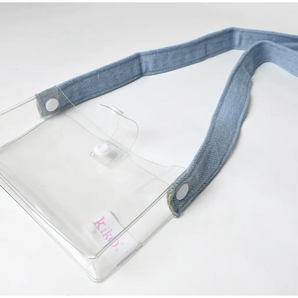 Clear plastic ID holder with blue-gray lanyard for Wakka Retro Water Game fun