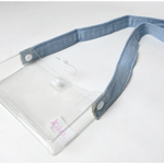 Clear plastic ID holder with blue-gray lanyard for Wakka Retro Water Game fun