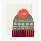 Winter knit beanie with snowflakes and stripes, perfect for Warmest Wishes greeting card